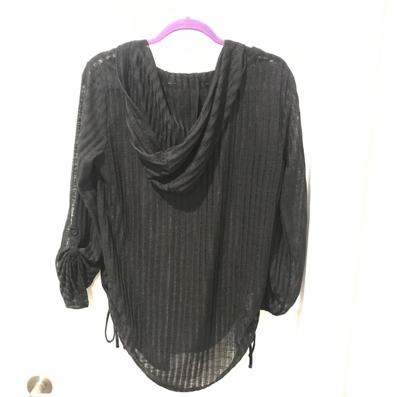Billabong Ribbed See-Through Hooded 3/4 Sleeve Top - Picture 4 of 7
